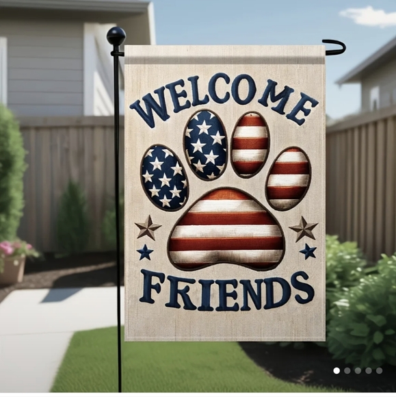 None Other - Any 2/$12 - Patriotic Paw Welcome Friends Garden Flag